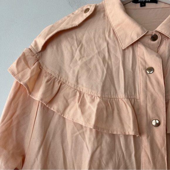 Roly Poly Peach Ruffled Snap Up Top Large - Picture 3 of 14